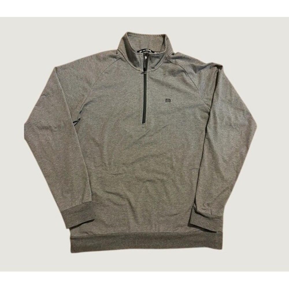 TravisMathew Mens Heather Gray Quarter Zip Pullover Golf Sweatshirt XL